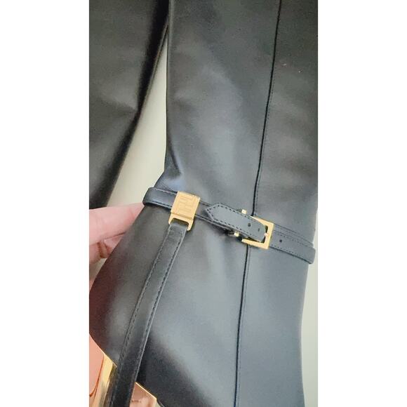 Fendi 105MM Leather Traced Heel Boots 38.5 Nero - Picture 8 of 11